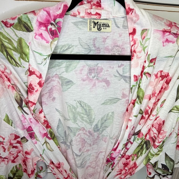 Show Me Your MuMu Brie Kimono Robe Floral Bridal White Pink Green - Picture 3 of 4